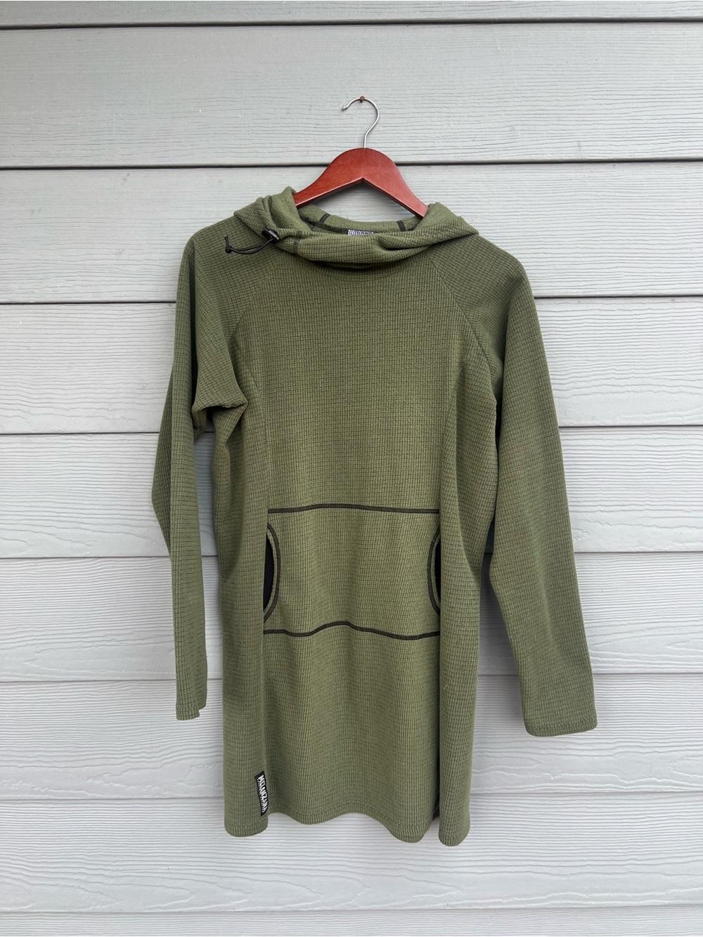 Melanzana Green Micro Grid Long Sleeve Hoodie Dress